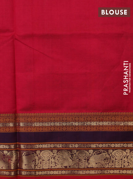 Kanchipuram silk cotton saree pink and wine shade with allover thread checks & buttas and rettapet zari woven border