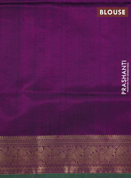 Kanchipuram silk cotton saree purple and green with zari woven buttas and zari woven border