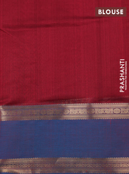 Kanchipuram silk cotton saree maroon and peacock blue with allover zari checked pattern and rettapet zari woven border