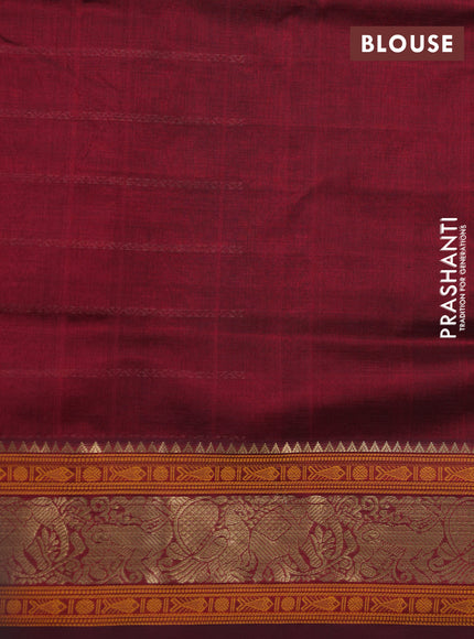 Kanchipuram silk cotton saree maroon with allover thread weaves and thread & zari woven border