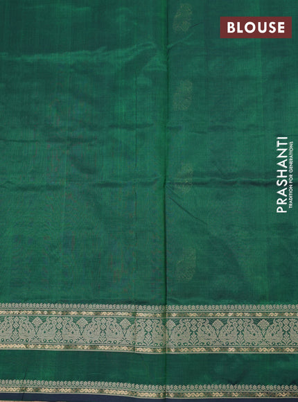 Kanchipuram silk cotton saree green with zari woven buttas and rettapet thread & zari woven border