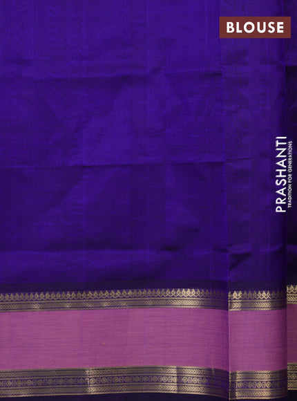 Kanchipuram silk cotton saree deep violet and mauve pink with zari woven buttas and rettapet zari woven border