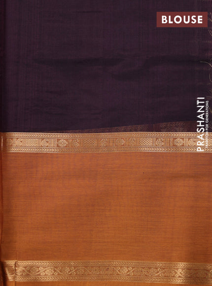 Kanchipuram silk cotton saree wine shade and mustard yellow with allover zari checked pattern and long rettapet zari woven border