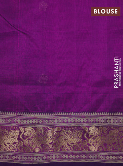 Kanchipuram silk cotton saree purple with zari woven buttas and thread & zari woven border