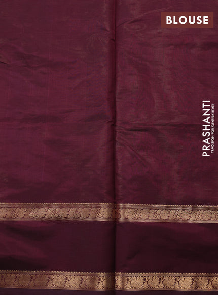 Kanchipuram silk cotton saree deep wine with allover vairosi pattern and rettapet zari woven border