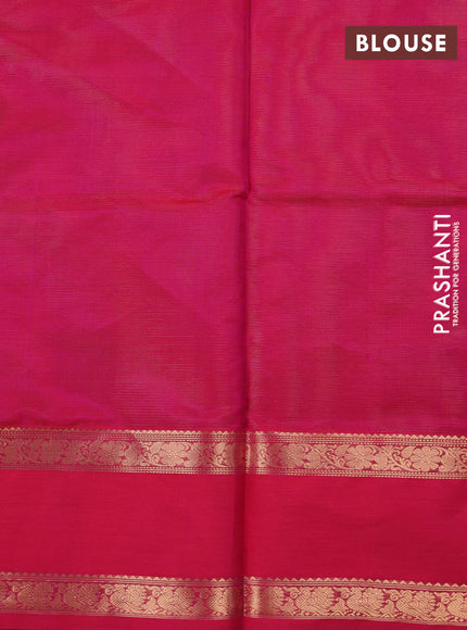 Kanchipuram silk cotton saree pink with allover vairosi pattern and rettapet zari woven border