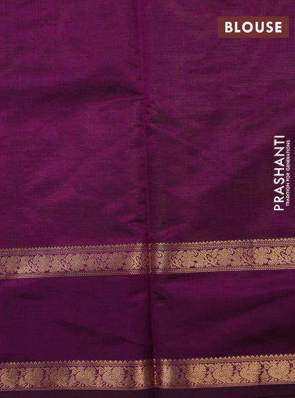 Kanchipuram silk cotton saree wine shade with allover vairosi pattern and rettapet zari woven border
