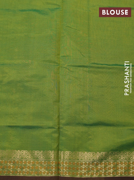 Kanchipuram silk cotton saree green with zari woven buttas and thread & zari woven border