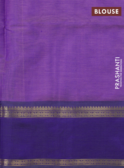 Kanchipuram silk cotton saree lavender and pastel violet with allover zari weaves and rettapet zari woven border