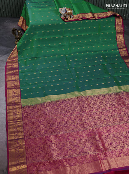 Kanchipuram silk saree green and magenta pink with allover zari woven 1000 buttas and rich zari woven border