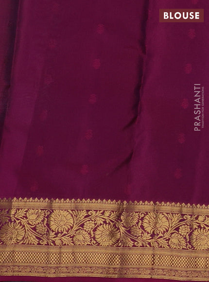 Kanchipuram silk saree green and magenta pink with allover zari woven 1000 buttas and rich zari woven border