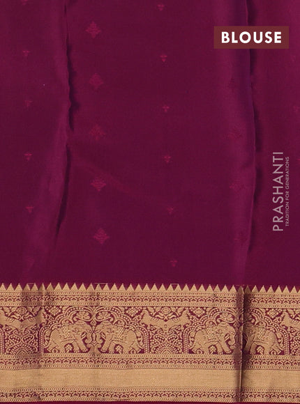 Kanchipuram silk saree green and magenta pink with allover zari woven 1000 buttas and rich zari woven border
