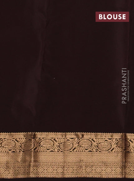 Kanchipuram silk saree magenta pink and coffee brown with allover zari woven buttas and rich zari woven border