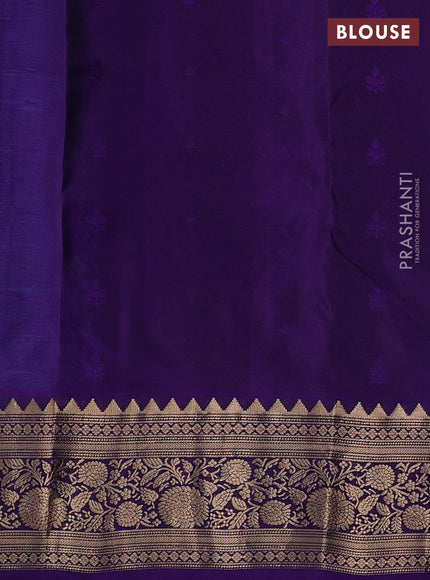 Kanchipuram silk saree blue and violet with allover zari woven buttas and rich zari woven border