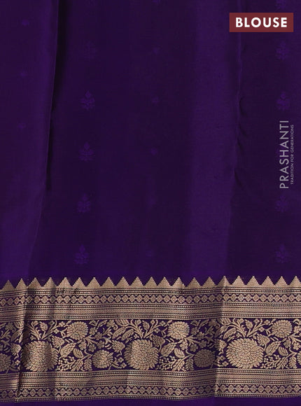 Kanchipuram silk saree green and violet with allover zari woven buttas and rich zari woven border