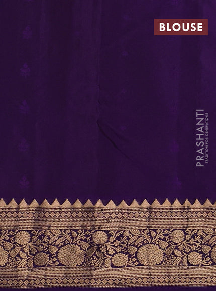 Kanchipuram silk saree peacock green and violet with allover zari woven 1000 buttas and rich zari woven border