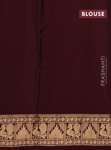 Kanchipuram silk saree pastel green shade and deep maroon with allover zari woven 1000 buttas and annam & temple zari woven border