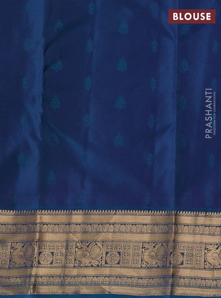 Kanchipuram silk saree deep violet and teal green with allover zari woven 1000 buttas and rich zari woven border