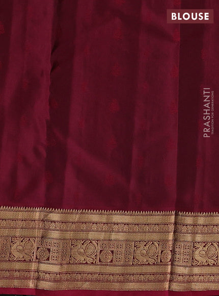 Kanchipuram silk saree peacock blue and maroon with allover zari woven 1000 buttas and rich zari woven border