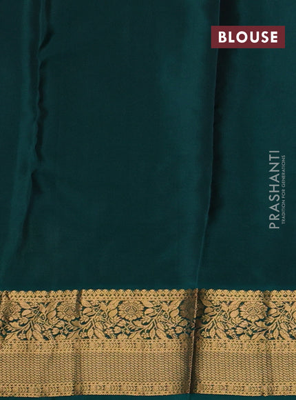 Kanchipuram silk saree blue and green with allover zari woven buttas and rich zari woven border