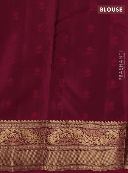 Kanchipuram silk saree dark mustard and dark pink with allover zari woven 1000 buttas and rich zari woven border
