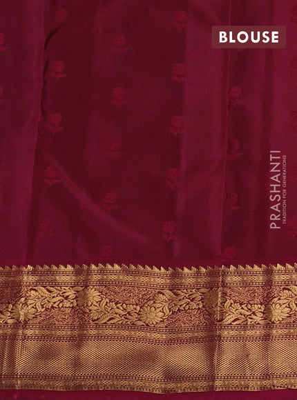 Kanchipuram silk saree teal green and magenta pink with allover zari woven 1000 buttas and rich zari woven border
