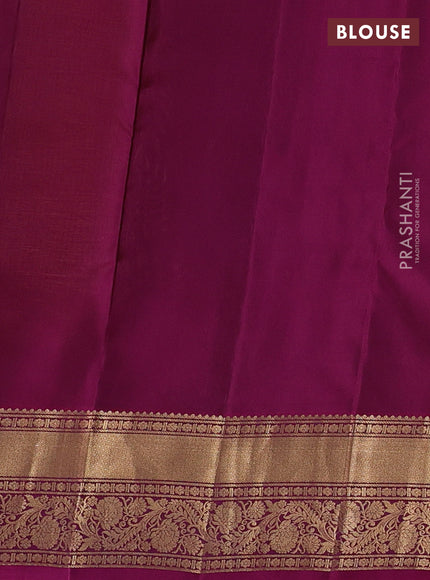 Kanchipuram silk saree dark mustard and dark magenta pink with allover zari woven buttas and rich zari woven border