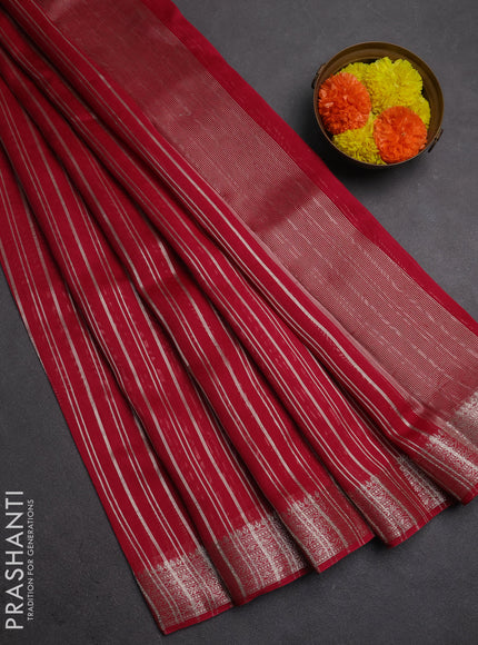Banarasi silk cotton saree pink with allover zari stripe pattern and zari woven border