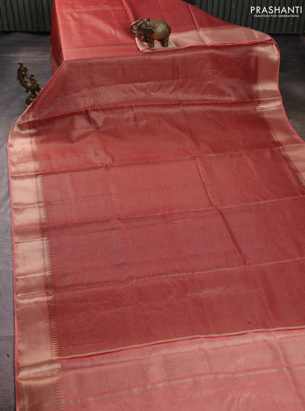 Banarasi silk cotton saree maroon and peach shade with allover small zari checked pattern and zari woven border