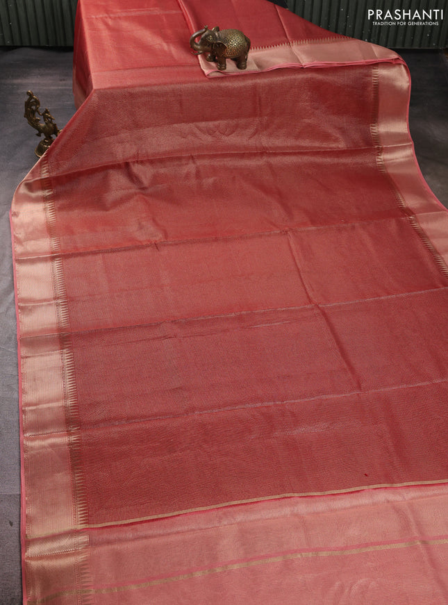Banarasi silk cotton saree maroon and peach shade with allover small zari checked pattern and zari woven border