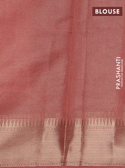 Banarasi silk cotton saree maroon and peach shade with allover small zari checked pattern and zari woven border