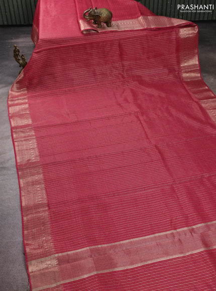 Banarasi silk cotton saree pink with allover small zari checked pattern and zari woven border