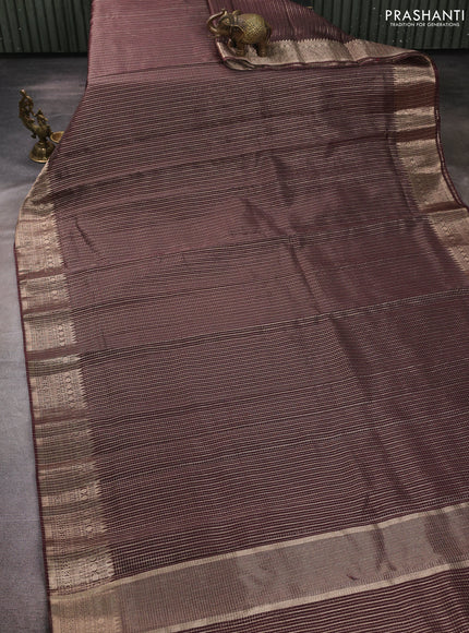 Banarasi silk cotton saree wine shade with allover small zari checked pattern and zari woven border