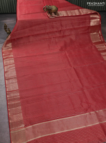 Banarasi silk cotton saree maroon with allover small zari checked pattern and zari woven border