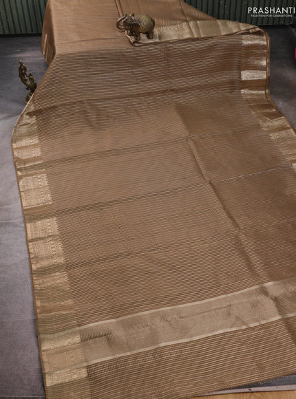 Banarasi silk cotton saree mehendi green with allover small zari checked pattern and zari woven border