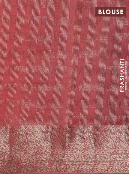 Banarasi silk cotton saree maroon and peach shade with allover zari checked pattern and zari woven border