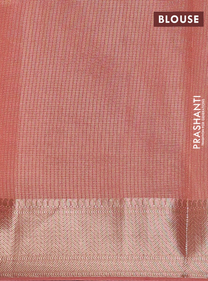 Banarasi silk cotton saree maroon and peach shade with allover small zari checked pattern and zari woven border