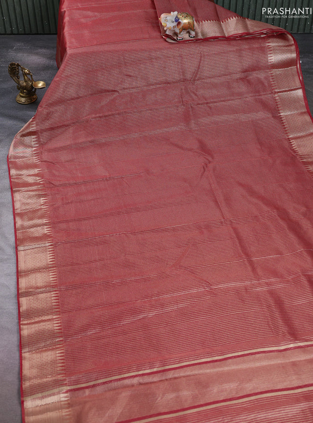 Banarasi silk cotton saree maroon with allover small zari checked pattern and zari woven border
