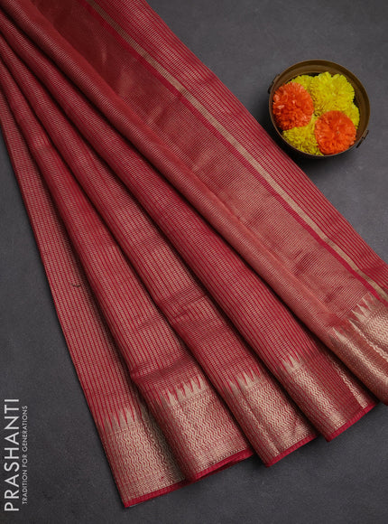 Banarasi silk cotton saree pink with allover small zari checked pattern and zari woven border