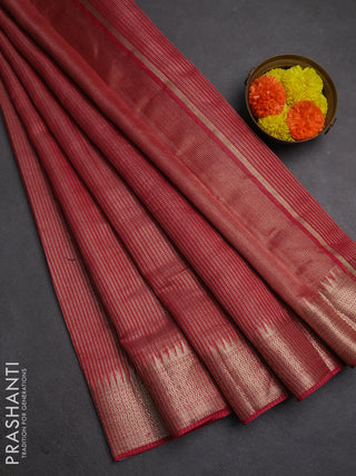 Banarasi silk cotton saree pink with allover small zari checked pattern and zari woven border