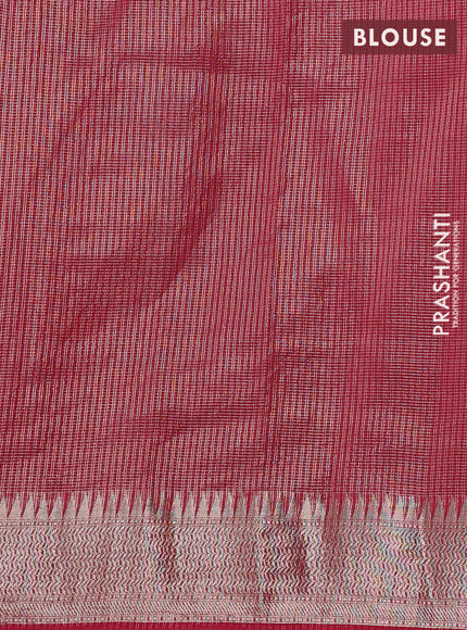Banarasi silk cotton saree pink with allover small zari checked pattern and zari woven border