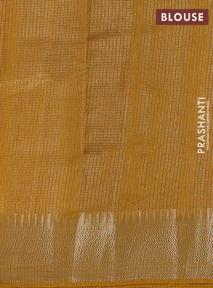 Banarasi silk cotton saree mustard yellow with allover small zari checked pattern and zari woven border