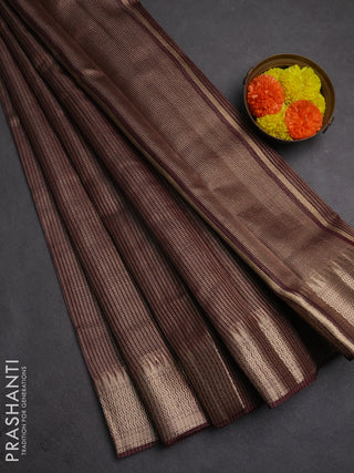 Banarasi silk cotton saree wine shade with allover small zari checked pattern and zari woven border