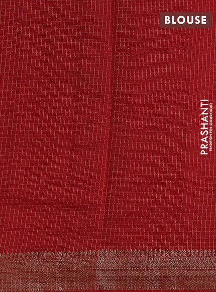 Banarasi silk cotton saree maroon with allover small zari checked pattern and zari woven border