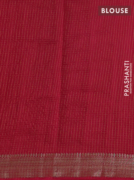 Banarasi silk cotton saree pink with allover small zari checked pattern and zari woven border