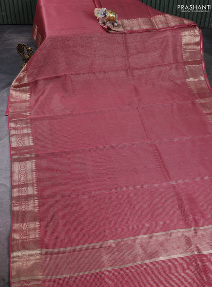 Banarasi silk cotton saree maroon with allover small zari checked pattern and zari woven border