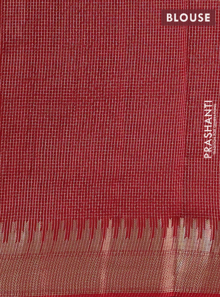Banarasi silk cotton saree maroon with allover small zari checked pattern and zari wovenn border