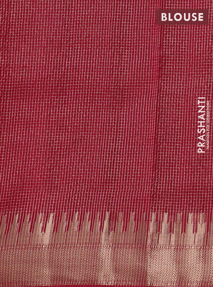 Banarasi silk cotton saree pink with allover small zari checked pattern and zari wovenn border