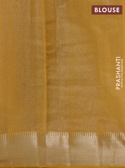 Banarasi silk cotton saree mustard yellow with half & half style and zari woven border