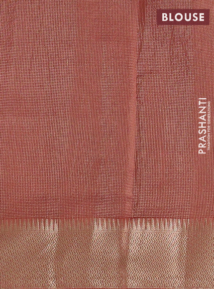 Banarasi silk cotton saree rust shade with half & half style and zari woven border